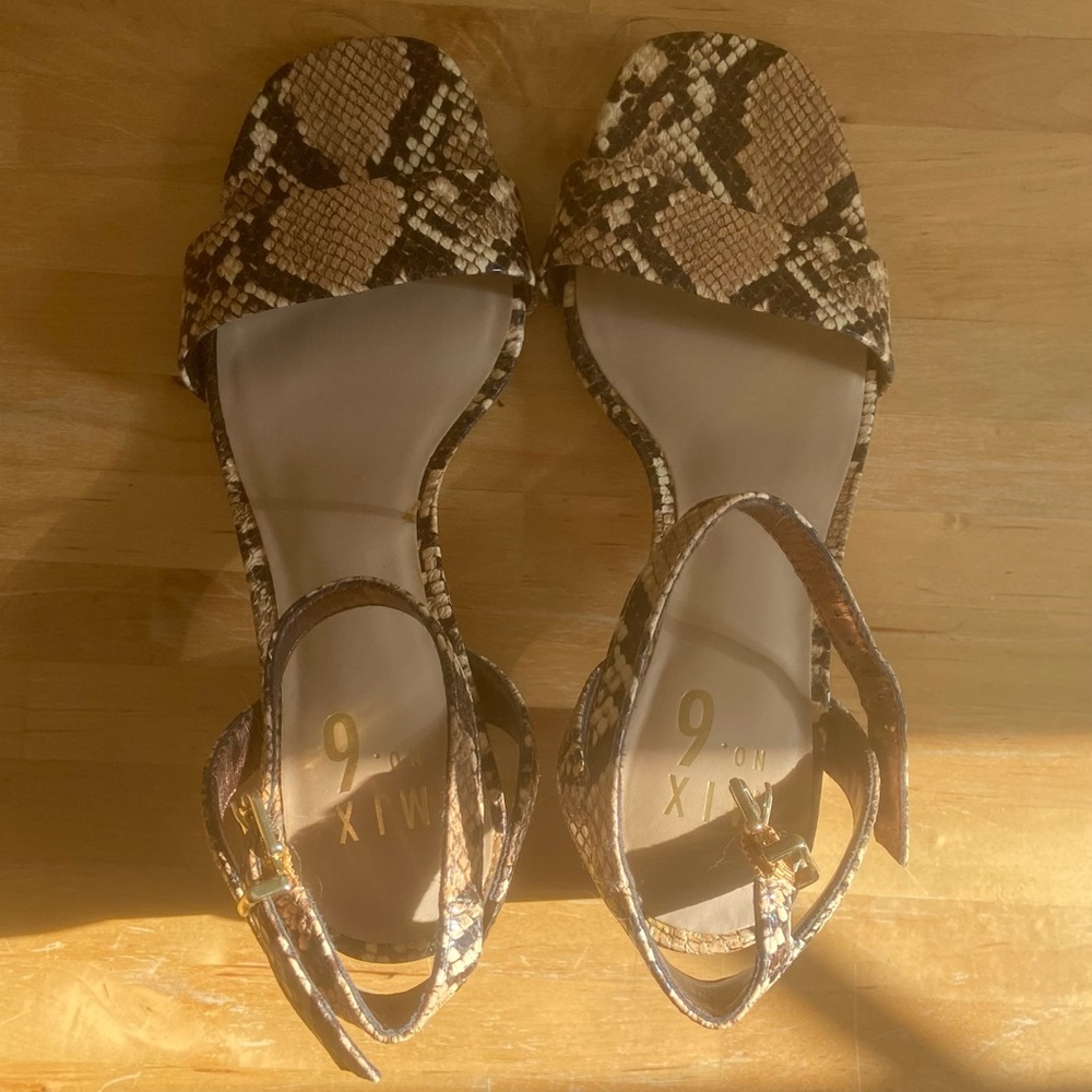 MIX NO.6 Snake Print Block Heeled Sandals